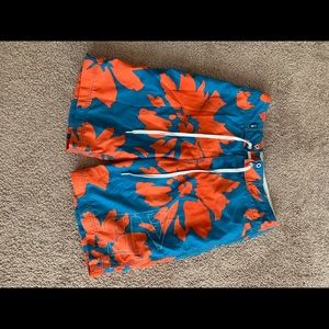 American Eagle Blue and Orange Swim Trunks